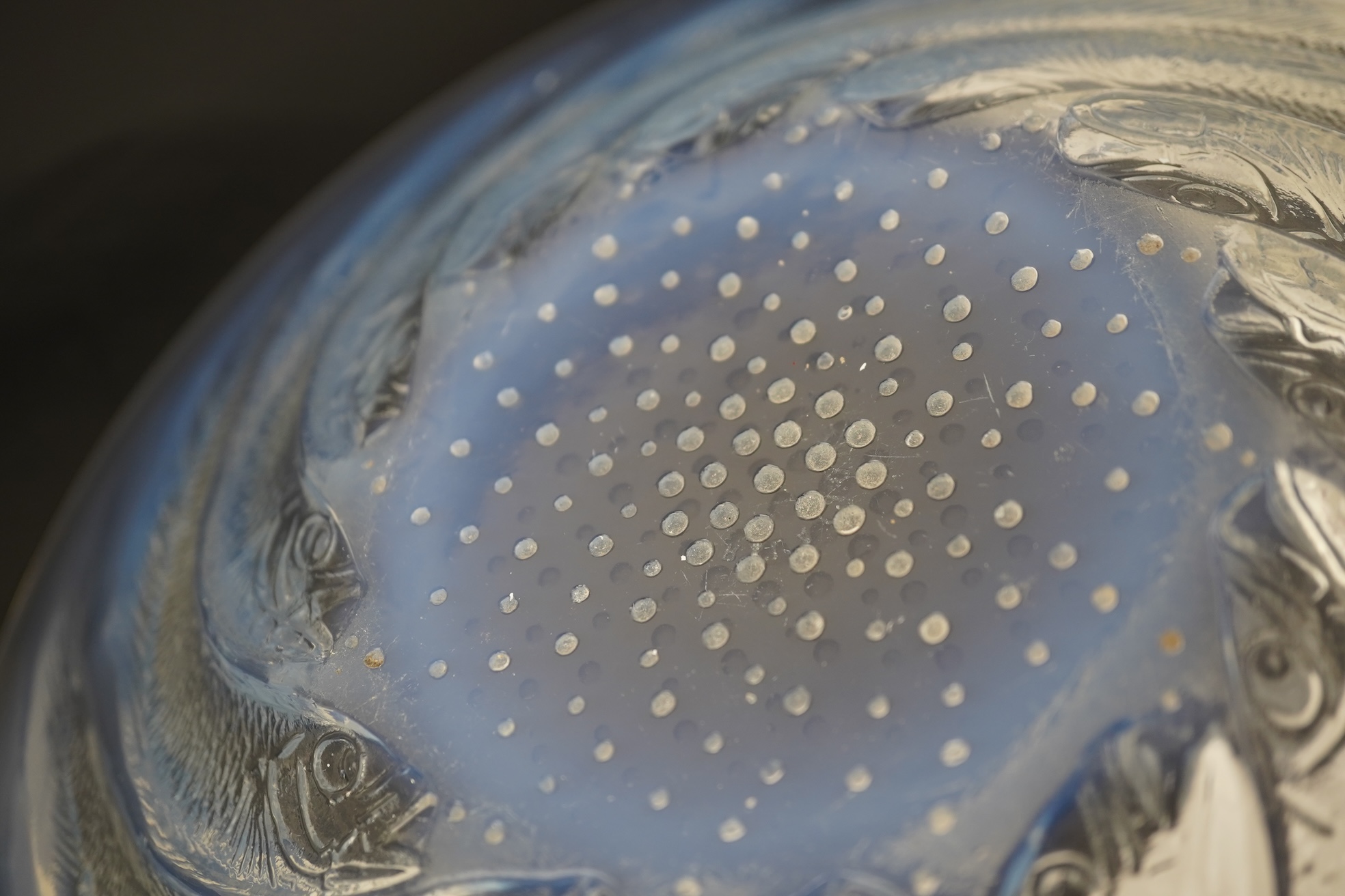 René Lalique: A 'Poissons' opalescent glass shallow bowl
